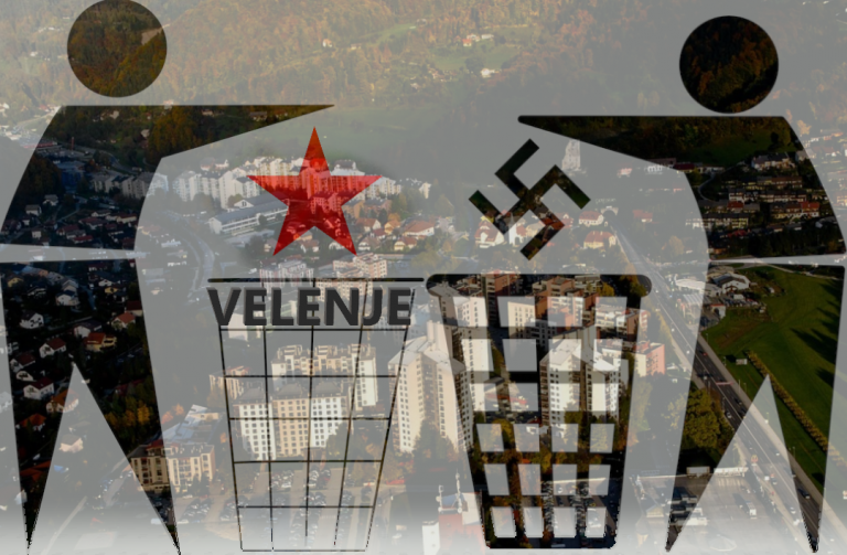 Šest plakatov z nacističnimi simboli huje, kot pa spomenik diktatorja Tita sredi Velenja?