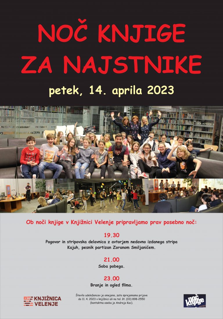 DOGODEK: Noč knjige za najstnike v Mestni knjižnici Velenje – 14. 4. 2023 ob 19.30