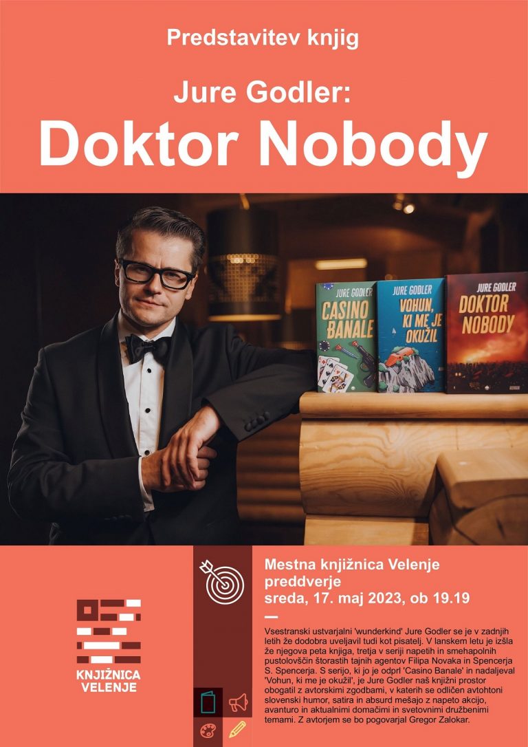 DOGODEK: Jure Godler predstavlja knjigo: Doktor Nobody v Mestni knjižnici Velenje