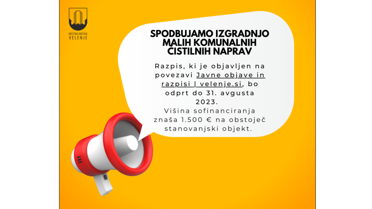V MESTNI OBČINI VELENJE SPODBUJAJO IZGRADNJO MALIH KOMUNALNIH ČISTILNIH NAPRAV