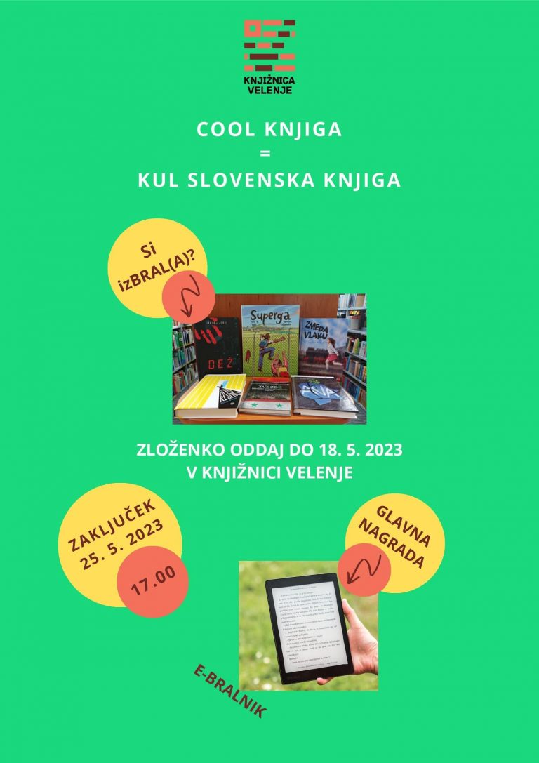 DOGODEK: COOL KNJIGA – 25. 5. 2023, ob 17.00 Mestna knjižnica Velenje