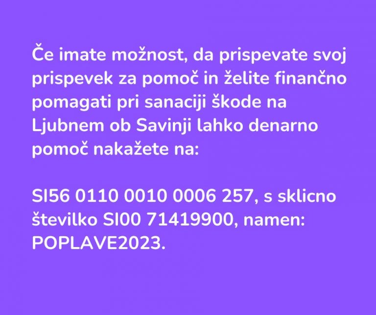 IZDREDNA NOVICA OBČINA LJUBNO