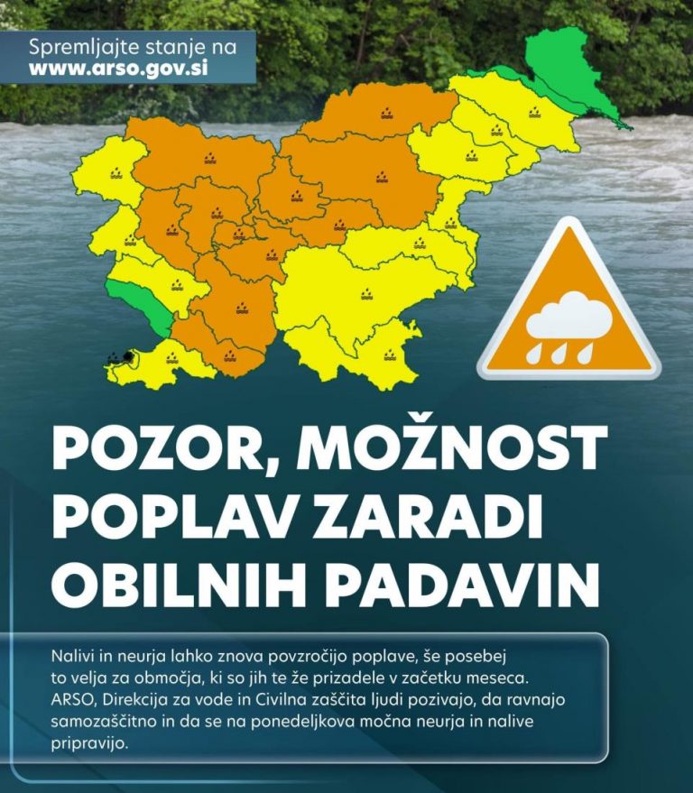 IZDREDNE NOVICE OBČINE LJUBNO: IZREDNA NOVICA – NAPOVED OBILNEJŠIH PADAVIN, ŠOLA BO ODPRTA ZA VSE OGROŽENE OBČANE IN OBČANKE