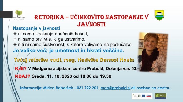 DELAVNICA: RETORIKA – Učinkovito nastopanje v javnosti