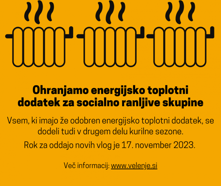 V MESTNI OBČINI VELENJE OHRANJAJO ENERGIJSKO TOPLOTNI DODATEK ZA SOCIALNO RANLJIVE SKUPINE