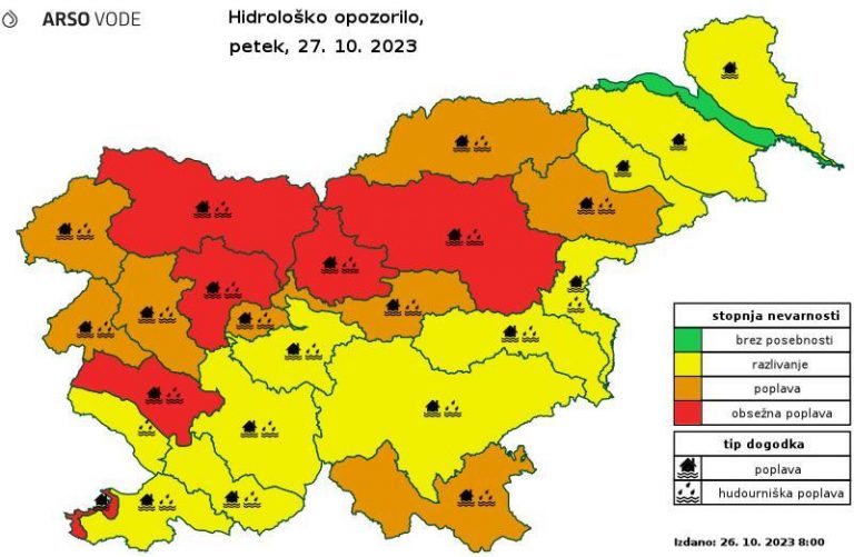 POMEMBNO: RDEČE OPOZORILO, ARSO
