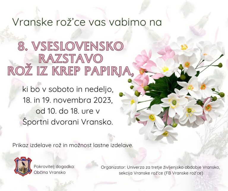 DOGODEK: 8. vseslovenska razstava rož iz krep papirja
