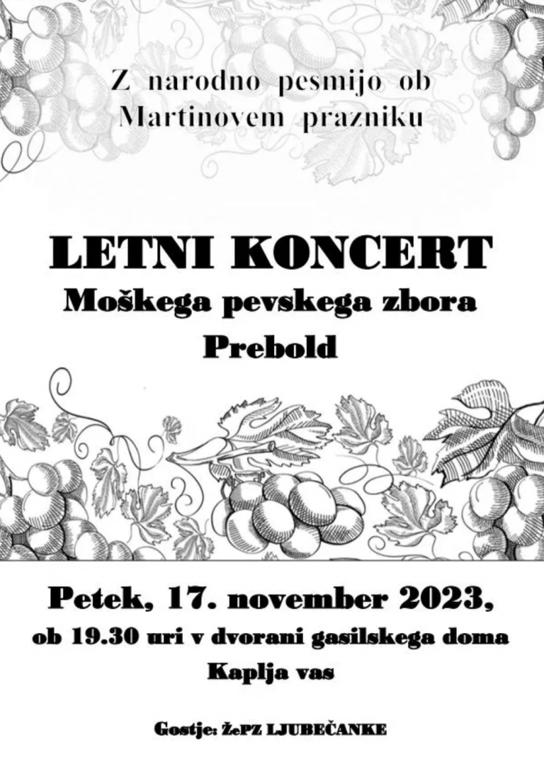Letni koncert moškega pevskega zbora Prebold