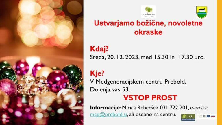 Izdelujemo božične, novoletne okraske v Preboldu