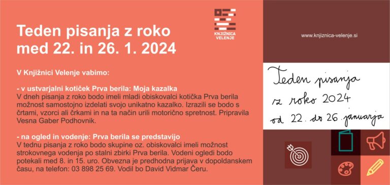DOGODEK: Teden pisanja z roko: Moja kazalka in Prva berila se predstavijo