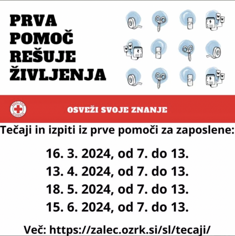 RKS OZ Žalec organizira tečaje in izpite iz prve pomoči za zaposlene