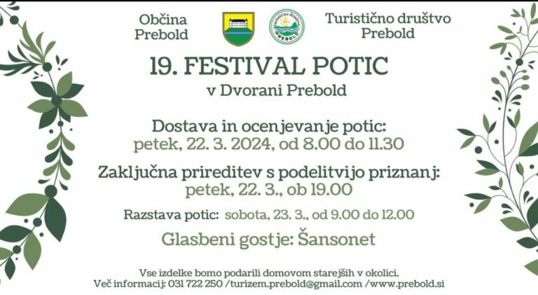 Vabilo na festival potic v Preboldu