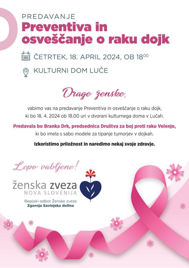 PREDAVANJE: PREVENTIVA IN OSVEŠČANJE O RAKU DOJK