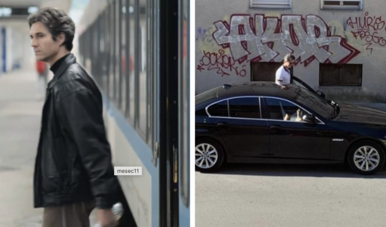 Pred kamerami z vlakom in sendvičem, za kamerami z BMW-jem