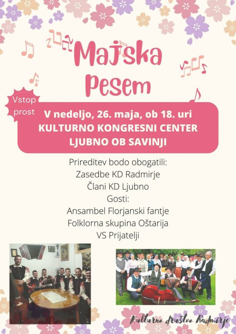V OBČNI LJUBNO BO MAJSKA PESEM ODMEVALA V NEDELJO