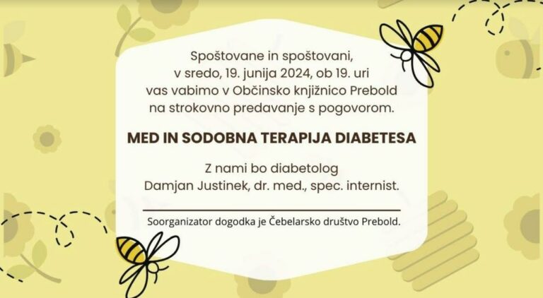 Predavanje in pogovorni večer o medu in sodobni terapiji diabetesa v knjižnici Prebold