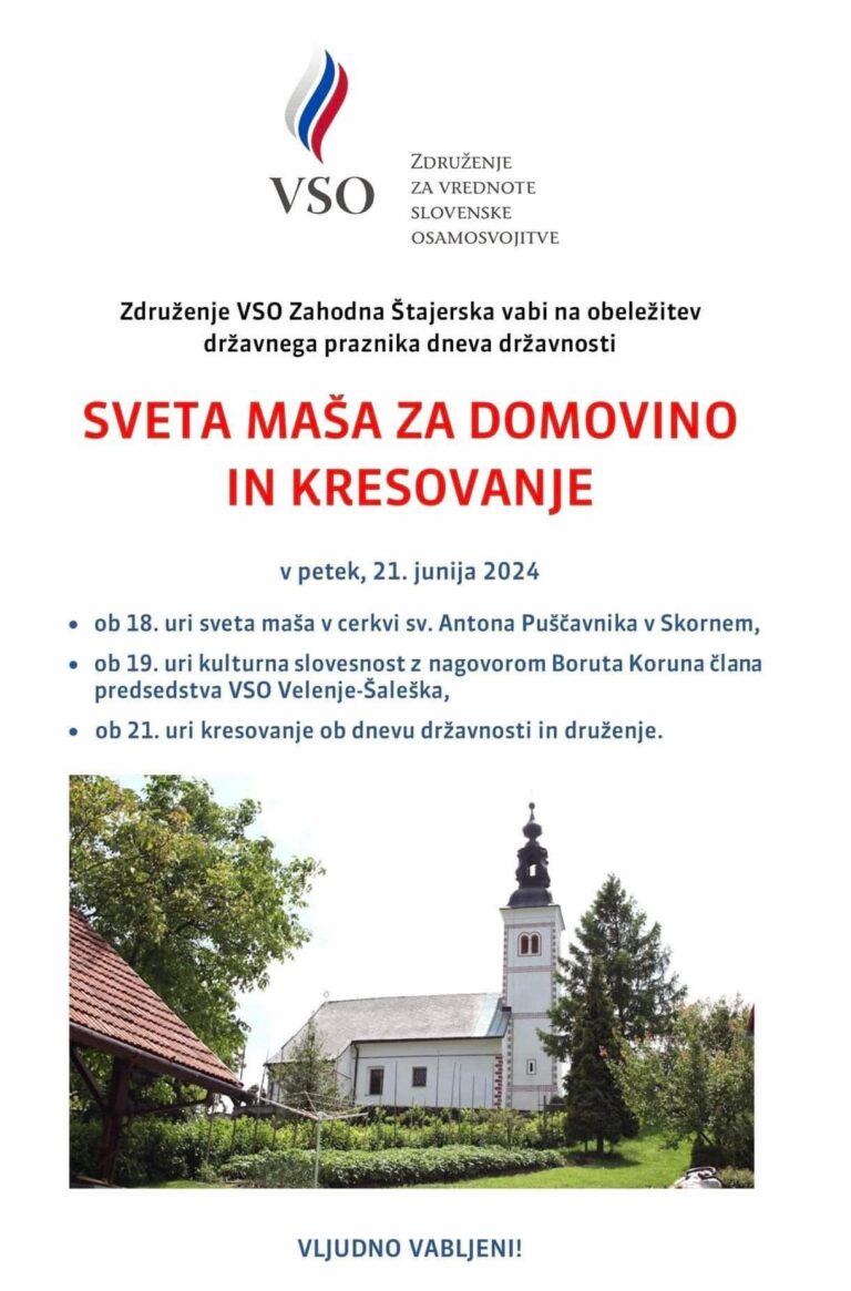 Združenja VSO Zahodna Štajerska vabi na obeležitev državnega praznika dneva državnosti