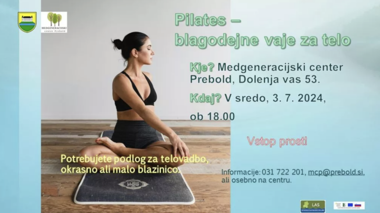 PILATES – blagodejne vaje za telo v Preboldu