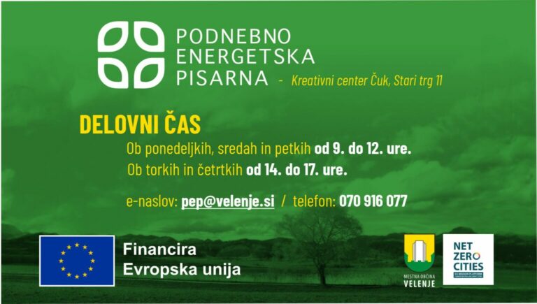 V VELENJU ODPRLI BREZPLAČNO PODNEBNO-ENERGETSKO PISANO