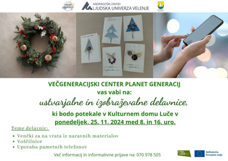USTVARJALNE IN IZOBRAŽEVALNE DELAVNICE V LUČAH