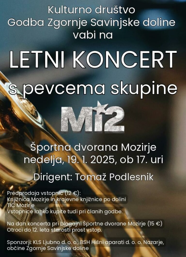 KULTURNO DRUŠTVO GODBA ZGORNJE SAVINJSKE DOLINE VABI NA LETNI KONCERT