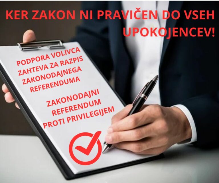 ODDAJTE SVOJ PODPIS: ZA DOSTOJNO POKOJNINO ZA VSE GRE, NE LE ZA PEŠČICO