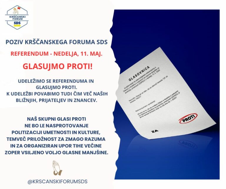 REFERENDUM – GLASUJMO PROTI – poziv Krščanskega foruma SDS