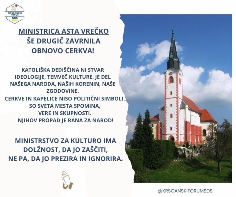 Krščanski forum SDS: Država ne sme prezreti katoliške kulturne dediščine