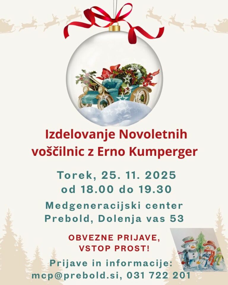 Praznično ustvarjanje z Erno Kumperger v Medgeneracijskem centru Prebold