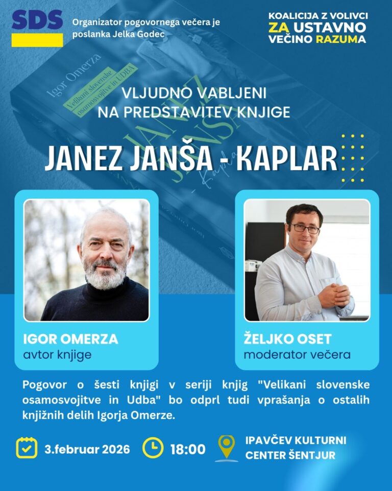 Vabilo na predstavitev knjige: Janez Janša – Kaplar